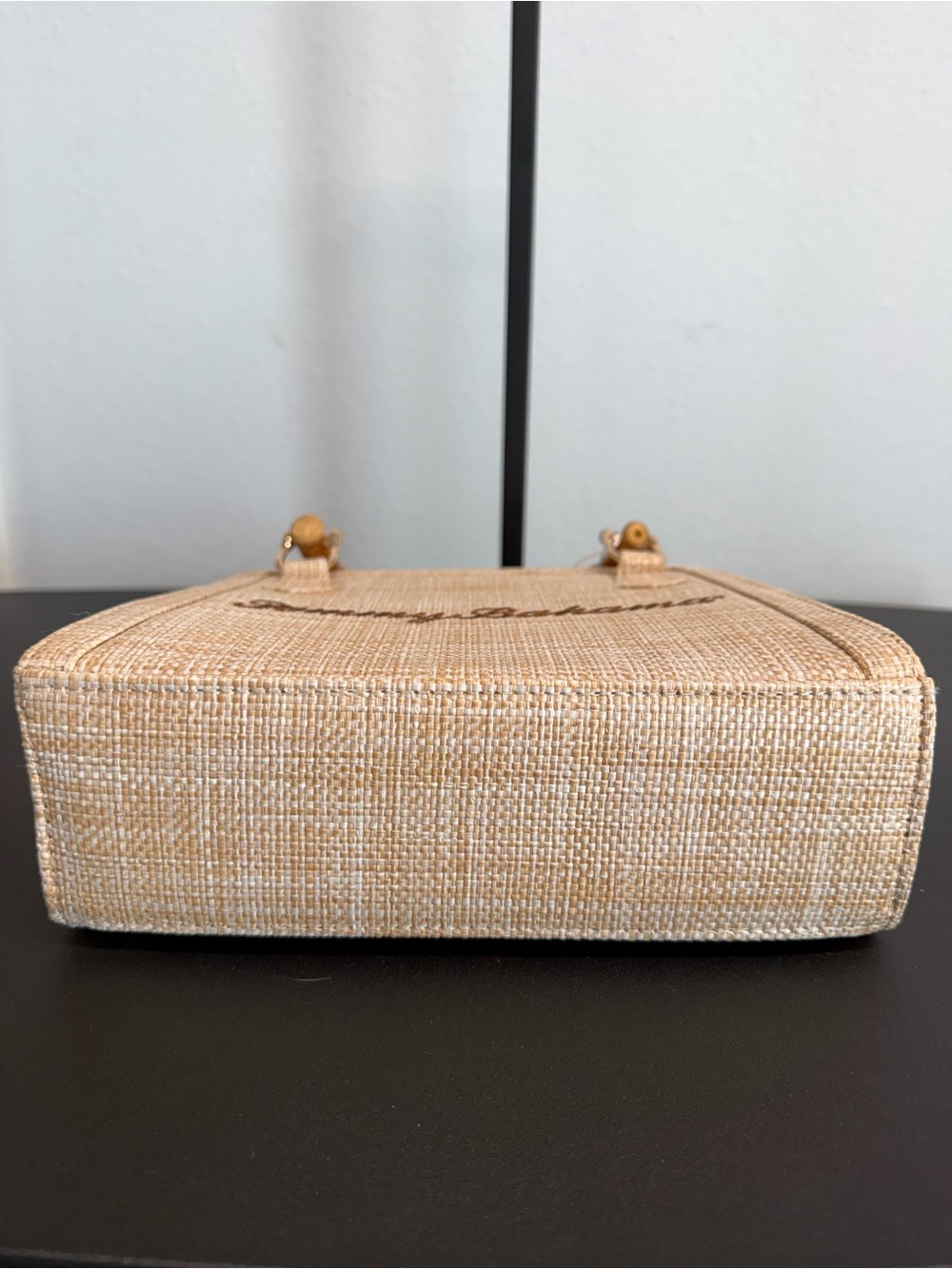 Tommy Bahama | Natural Woven Textured Faux Bamboo Handle Mini Tote w/Crossbody - Picture 6 of 8